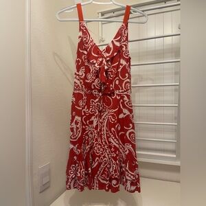 Red and Ivory Paisley Women's Dress
